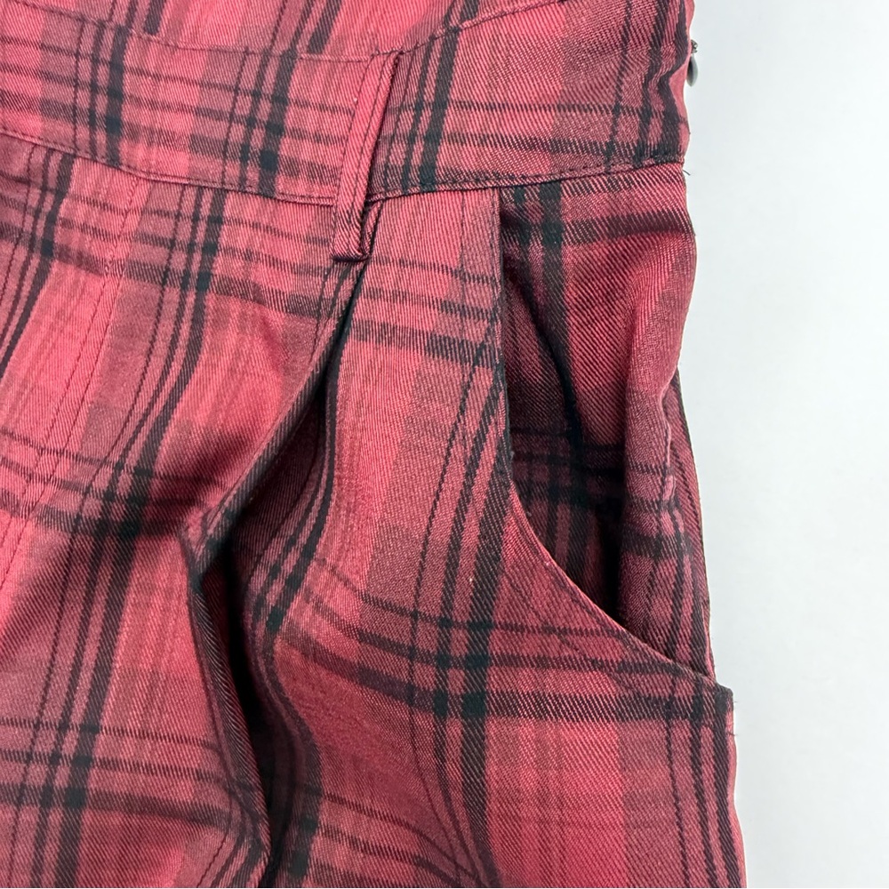 Disturbia Ferreira Mom Dungarees Buffalo Plaid Overalls Goth Grunge Punk Red - Picture 10 of 14